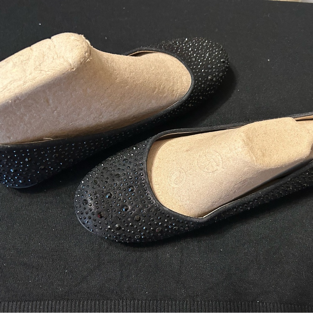 Dream Pairs Black Flats Sparkly Slip-On Shoes